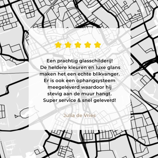 Peinture sur Verre - Carte - Groningen - Pays- Nederland - 30x20 cm - Peintures sur Verre Peintures - Photo sur Glas