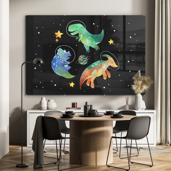 Peinture sur Verre - Étoiles - Dinosaurus - Enfants - 180x120 cm - Peintures sur Verre Peintures - Photo sur Glas