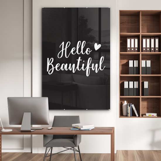MuchoWow® Peinture sur verre 100x150 cm - Peinture sur verre acrylique - Dictons - Bonjour belle - Citations - Photo sur verre - Peintures