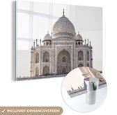 MuchoWow® Glasschilderij 120x80 cm - Schilderij acrylglas - Taj Mahal India - Foto op glas - Schilderijen