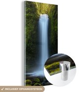 MuchoWow® Glasschilderij 80x160 cm - Schilderij acrylglas - Jungle - Waterval - Natuur - Foto op glas - Schilderijen