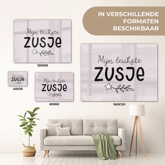 MuchoWow® Peinture sur verre 40x30 cm - Peinture sur verre acrylique - Citations - Dictons - Ma plus belle sœur - Sœur - Photo sur verre - Peintures