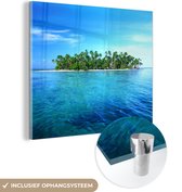 MuchoWow® Glasschilderij 90x90 cm - Schilderij acrylglas - Eiland - Tropisch - Zee - Foto op glas - Schilderijen