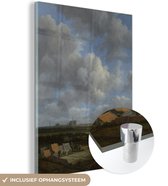 MuchoWow® Glasschilderij 90x120 cm - Schilderij acrylglas - Gezicht op Haarlem met bleekvelden - Schilderij van Jacob van Ruisdael - Foto op glas - Schilderijen