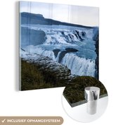MuchoWow® Glasschilderij 50x50 cm - Schilderij acrylglas - IJsland - Waterval - Europa - Foto op glas - Schilderijen