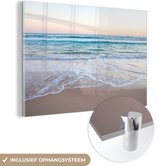 MuchoWow® Glasschilderij 120x80 cm - Schilderij acrylglas - Strand - Zee - Pastel - Foto op glas - Schilderijen
