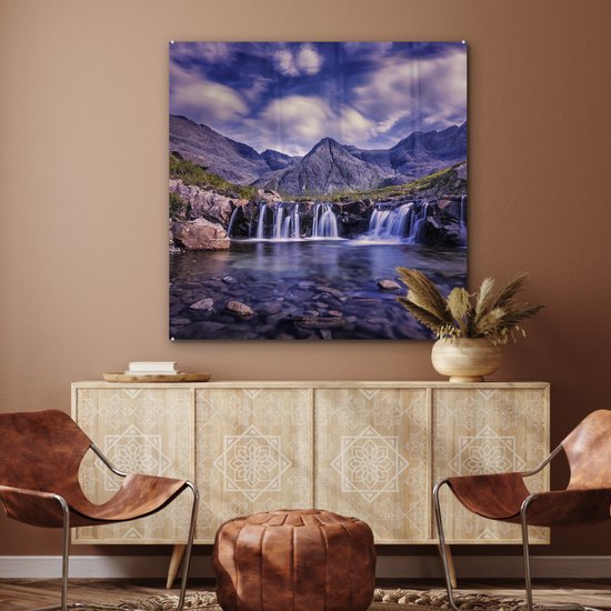 Art sur Verre - Royaume-Uni - Cascade - Lac - 90x90 cm - Peintures sur Verre Peintures - Photo sur Glas