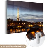 MuchoWow® Glasschilderij 180x120 cm - Schilderij acrylglas - Parijs - Skyline - Seine - Foto op glas - Schilderijen