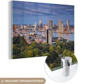 MuchoWow® Glasschilderij 90x60 cm - Schilderij acrylglas - Rotterdam - Nederland - Foto op glas - Schilderijen