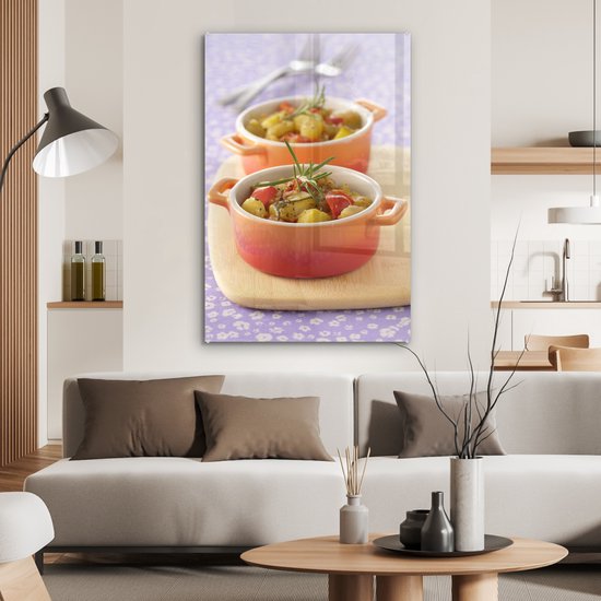 MuchoWow® Peinture sur verre 60x90 cm - Peinture sur verre acrylique - Plats - Légumes - Pan - Photo sur verre - Peintures