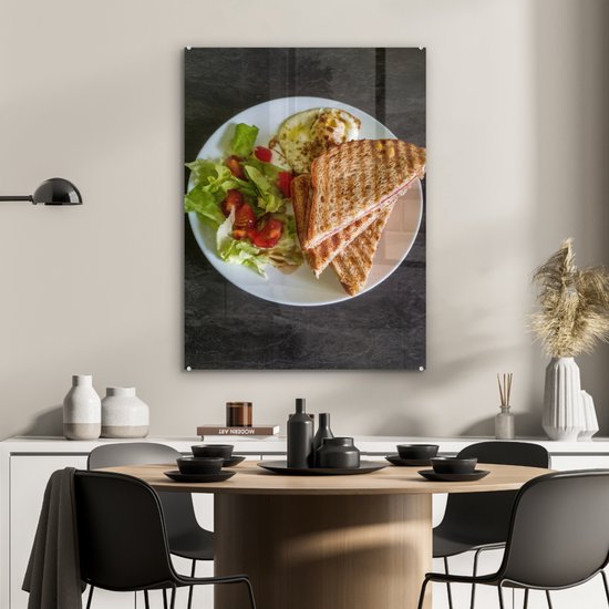MuchoWow® Tableau sur Verre - Plats - Sandwich - Légumes - 60x80 cm - Peintures sur Verre Acrylique - Photo sur Glas