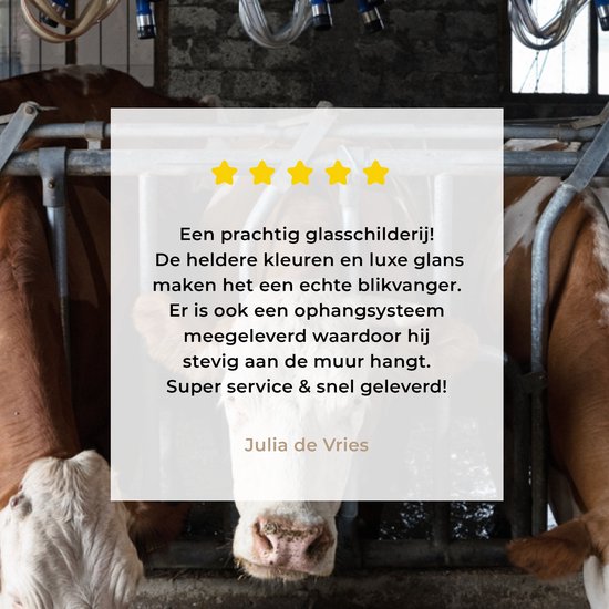 MuchoWow® Peinture sur verre 150x100 cm - Peinture sur verre - Vache - Nourriture - Ferme - Photo sur verre acrylique - Peintures