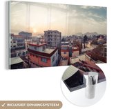 MuchoWow® Glasschilderij 160x80 cm - Schilderij acrylglas - Panorama van de Afghaanse stad Kabul - Foto op glas - Schilderijen