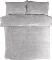 Decoware® Teddy fleece dekbedovertrek - Grijs - 200x220 + 2st 60x70 cm