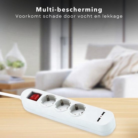 ORNO Multiprise Encastrable Rétractable 3 Voies Avec Câble 1,8m 3680W