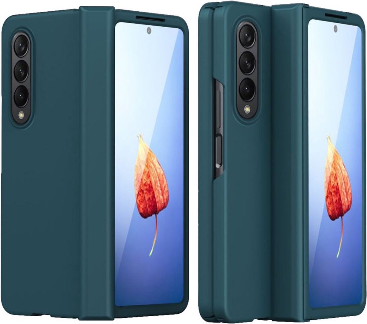 Geschikt voor Samsung Galaxy Z Fold 4 Hard Plastic Hinge Hoesje Cover Groen
