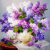 Diamond Painting Lavendel bloemen 50x50cm. (Volledige bedekking - Ronde steentjes) diamondpainting inclusief tools