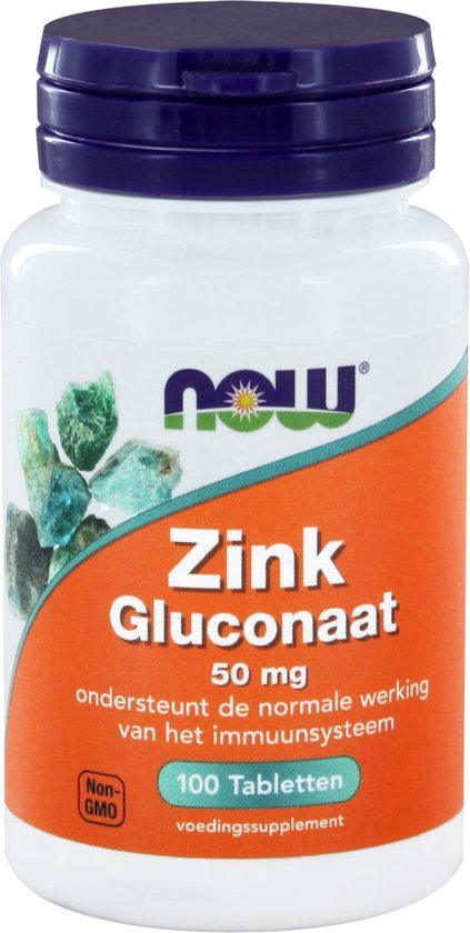 NOW Zink Gluconaat 50 mg - 100 Tabletten  - Mineralen