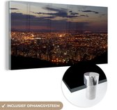 MuchoWow® Glasschilderij 40x20 cm - Schilderij acrylglas - Nachtfoto van de stad Belo Horizonte in het zuidoosten van Brazilië - Foto op glas - Schilderijen