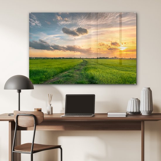 Peinture sur Verre - Prairie en Thaïlande - 120x80 cm - Peintures sur Verre Peintures - Photo sur Glas