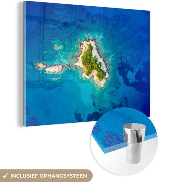 MuchoWow® Peinture sur verre 160x120 cm - Peinture sur verre acrylique - Île grecque - Photo sur verre - Peintures