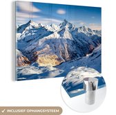 MuchoWow® Glasschilderij 30x20 cm - Schilderij acrylglas - Zwitserse Alpen tijdens de winter - Foto op glas - Schilderijen