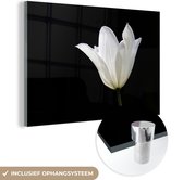 MuchoWow® Glasschilderij 150x100 cm - Schilderij acrylglas - Witte tulp - Foto op glas - Schilderijen