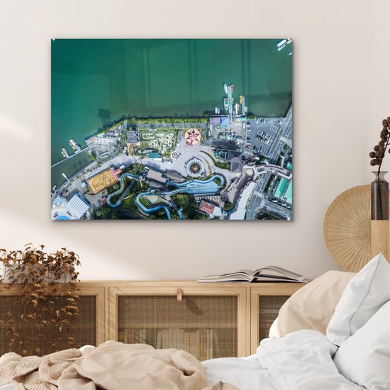 MuchoWow® Peinture sur verre 80x60 cm - Peinture sur verre acrylique - parc d'attractions - Photo sur verre - Peintures