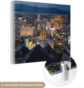 MuchoWow® Glasschilderij 50x50 cm - Schilderij acrylglas - Luchtfoto over Las Vegas - Verenigde Staten - Foto op glas - Schilderijen