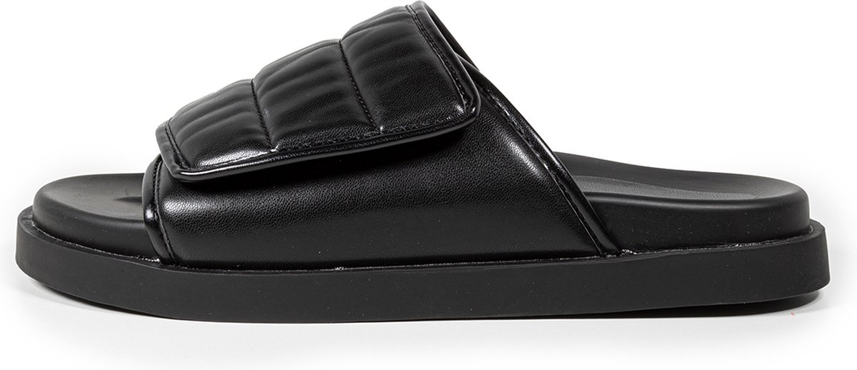 Romika Covered Footbed Quilted Upper Velcro Slide Men ZWART - Maat 42