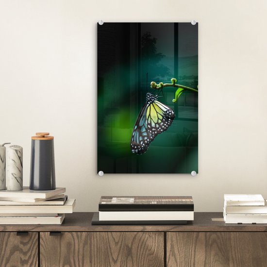 Peinture sur Verre - Papillon sur une Branche Fine - 20x30 cm - Peintures sur Verre Peintures - Photo sur Glas