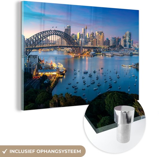 Peinture sur Verre - Sydney Skyline au Coucher du Soleil - 30x20 cm - Peintures sur Verre Peintures - Photo sur Glas