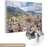 MuchoWow® Glasschilderij 120x80 cm - Schilderij acrylglas - Luchtfoto van het Zuid-Amerikaanse Bogota in Colombia - Foto op glas - Schilderijen