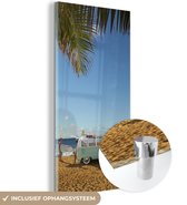 MuchoWow® Glasschilderij 60x120 cm - Schilderij acrylglas - Strand - Bus - Surf - Foto op glas - Schilderijen