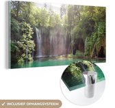 MuchoWow® Glasschilderij 120x60 cm - Schilderij acrylglas - Helder groen water bij het Nationaal park Plitvicemeren in Kroatië - Foto op glas - Schilderijen