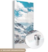MuchoWow® Glasschilderij 20x40 cm - Schilderij acrylglas - Alpen - Sneeuw - Bergen - Foto op glas - Schilderijen