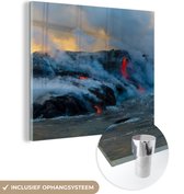 MuchoWow® Glasschilderij 50x50 cm - Schilderij acrylglas - Lava in Oceanië fotoprint - Foto op glas - Schilderijen