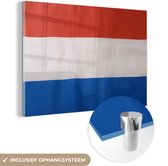 MuchoWow® Glasschilderij 90x60 cm - Schilderij acrylglas - Nederlandse vlag - Foto op glas - Schilderijen