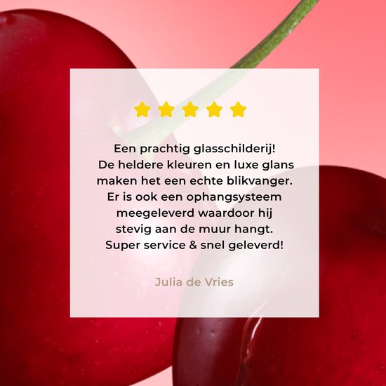 MuchoWow® Glasschilderij 80x160 cm - Schilderij acrylglas - Kersen - Fruit - Rood - Foto op glas - Schilderijen