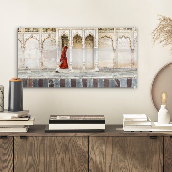 MuchoWow® Peinture sur verre 40x20 cm - Peinture sur verre acrylique - Monastères en Inde - Photo sur verre - Peintures