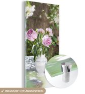 MuchoWow® Peinture sur verre 20x40 cm - Peinture sur verre acrylique - Vase dans le jardin - Photo sur verre - Peintures