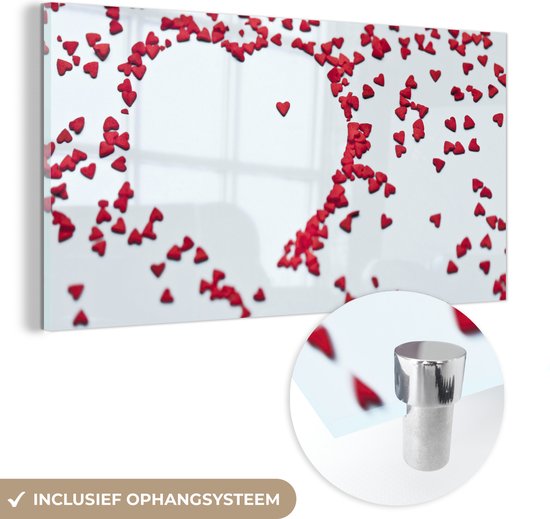 MuchoWow® Glasschilderij - Hart vorm van hartjes voor valentijn - 80x40 cm - Acrylglas Schilderijen - Foto op Glas