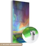 MuchoWow® Glasschilderij 60x120 cm - Schilderij acrylglas - Landschap - Waterverf - Lucht - Foto op glas - Schilderijen