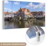 MuchoWow® Glasschilderij 120x60 cm - Schilderij acrylglas - Enkhuizen - Foto op glas - Schilderijen
