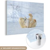 MuchoWow® Glasschilderij 60x40 cm - Schilderij acrylglas - IJsbeer - Sneeuw - Dieren - Foto op glas - Schilderijen