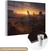 MuchoWow® Glasschilderij 120x80 cm - Schilderij acrylglas - Zonsondergang bij de Grand Canyon - Foto op glas - Schilderijen