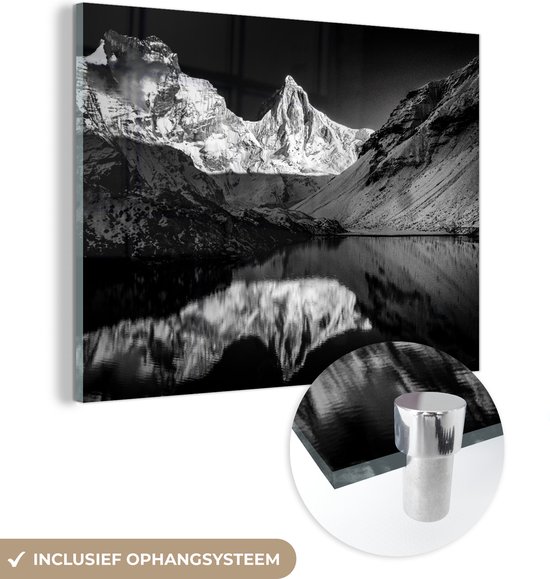 Glasschilderij - Kedartal fotoprint zwart-wit - Acrylaat Schilderijen - Foto op Glas