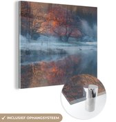 MuchoWow® Glasschilderij 90x90 cm - Schilderij acrylglas - Winterlandschap in het Verenigd Koninkrijk - Foto op glas - Schilderijen