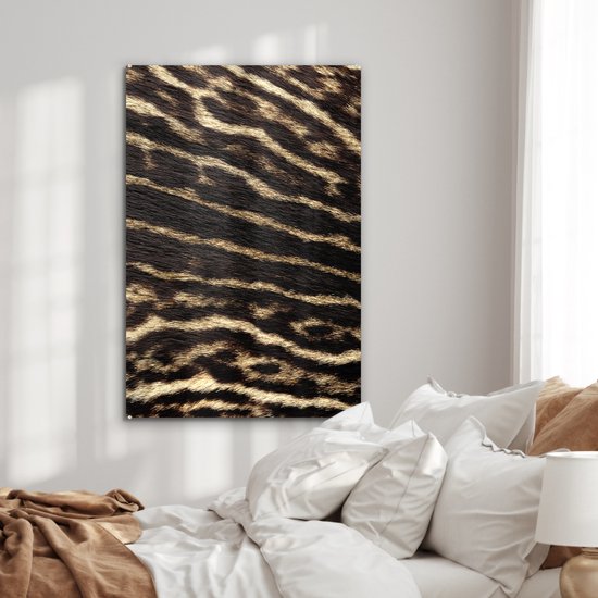 MuchoWow® Glasschilderij 80x120 cm - Schilderij acrylglas - Vacht - Dieren - Bruin - Foto op glas - Schilderijen