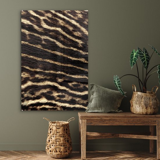 MuchoWow® Glasschilderij 80x120 cm - Schilderij acrylglas - Vacht - Dieren - Bruin - Foto op glas - Schilderijen